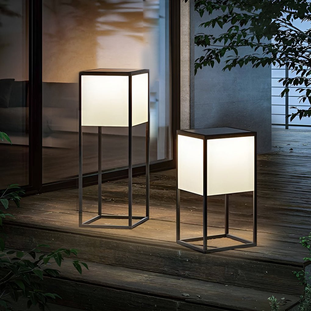 robust stainless steel frame square solar post light with acrylic lampshade