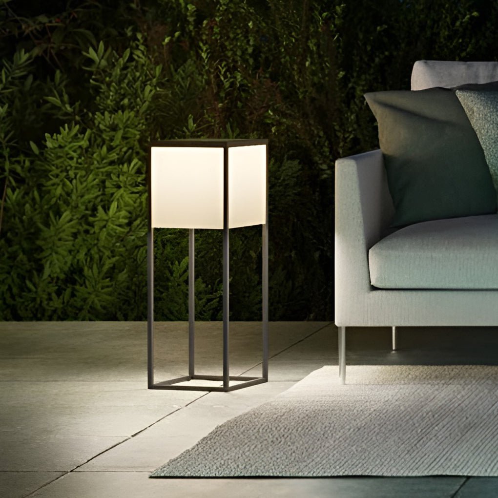robust stainless steel frame square solar post light with acrylic lampshade