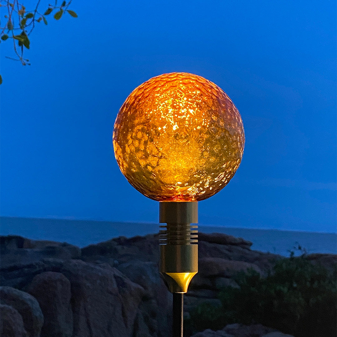 Reed-Shaped Glass Sphere Path Light — Aluminum, LED, IP65, 28"–55.5" Heights, Brown / Green / Clear