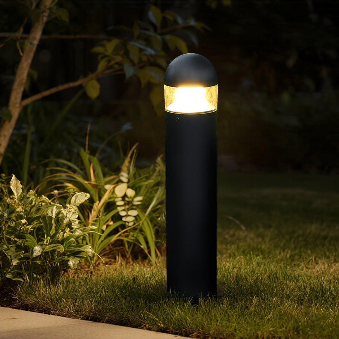 31" Minimalist Outdoor Bollard Light — Die-Cast Aluminum, 8W CREE LED, 3000K, IP65, Flat or Round Top