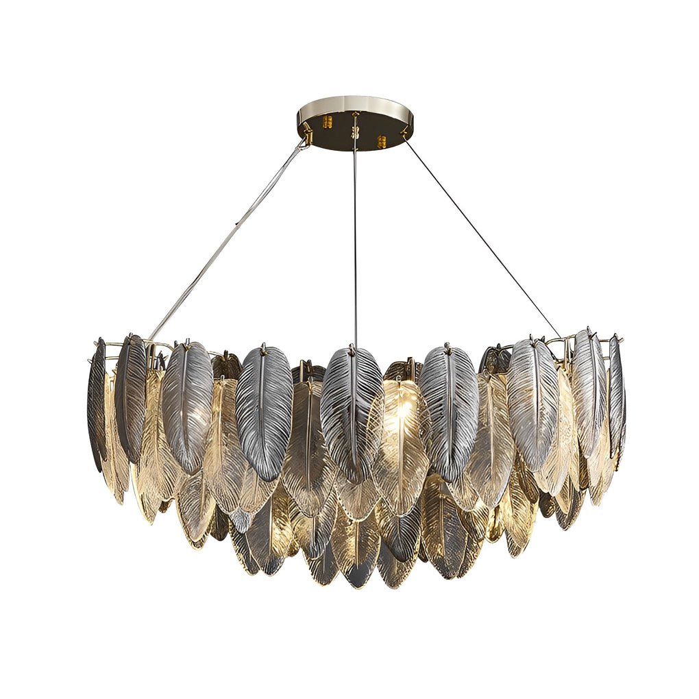 Feather Glass Chandelier — G9, Three-Step Dimming (3000K / 4500K / 6000K), Multiple Sizes
