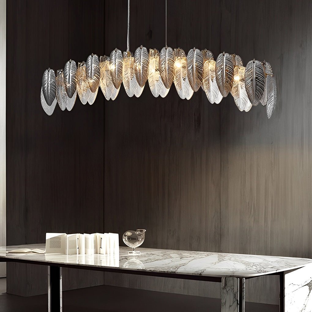 Feather Glass Chandelier — G9, Three-Step Dimming (3000K / 4500K / 6000K), Multiple Sizes