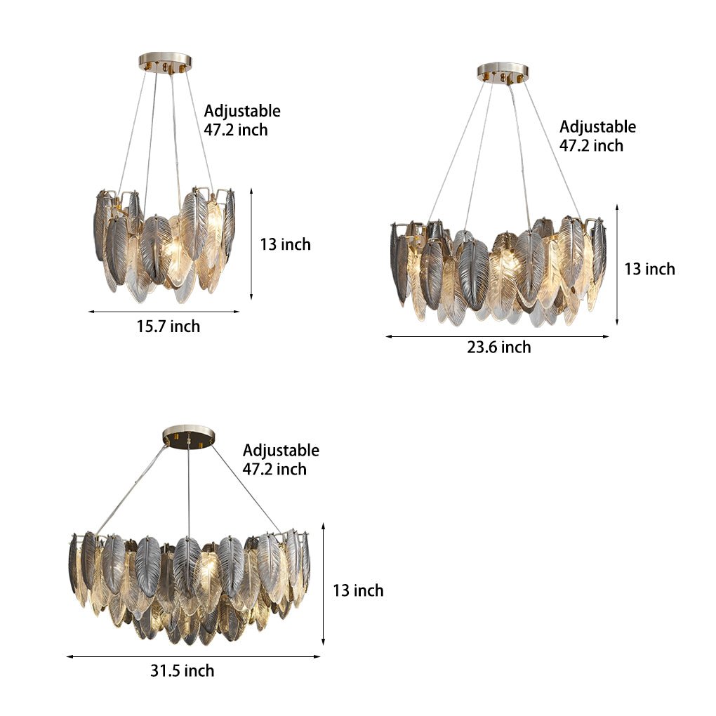 Feather Glass Chandelier — G9, Three-Step Dimming (3000K / 4500K / 6000K), Multiple Sizes