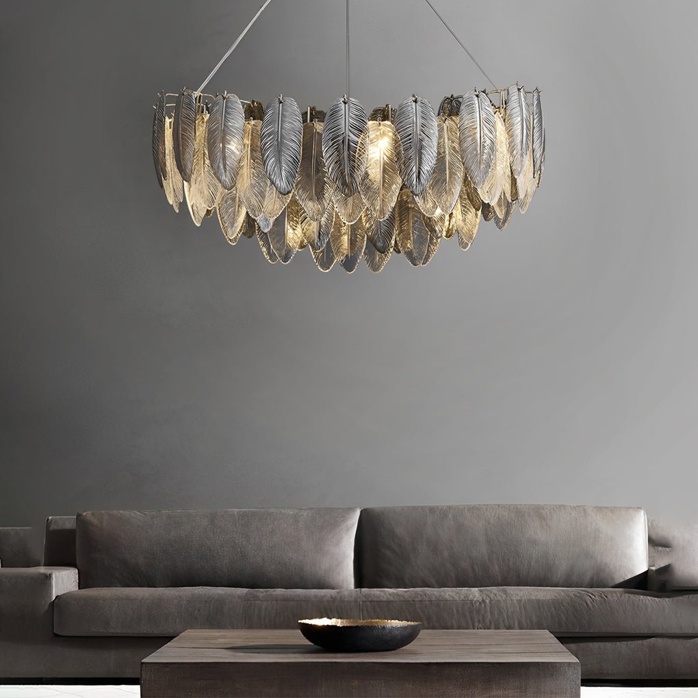 Feather Glass Chandelier — G9, Three-Step Dimming (3000K / 4500K / 6000K), Multiple Sizes
