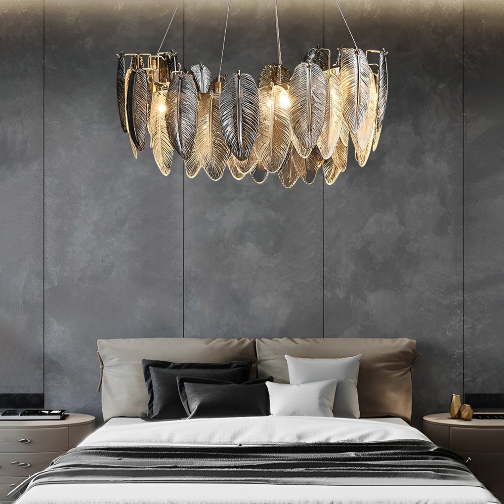 Feather Glass Chandelier — G9, Three-Step Dimming (3000K / 4500K / 6000K), Multiple Sizes