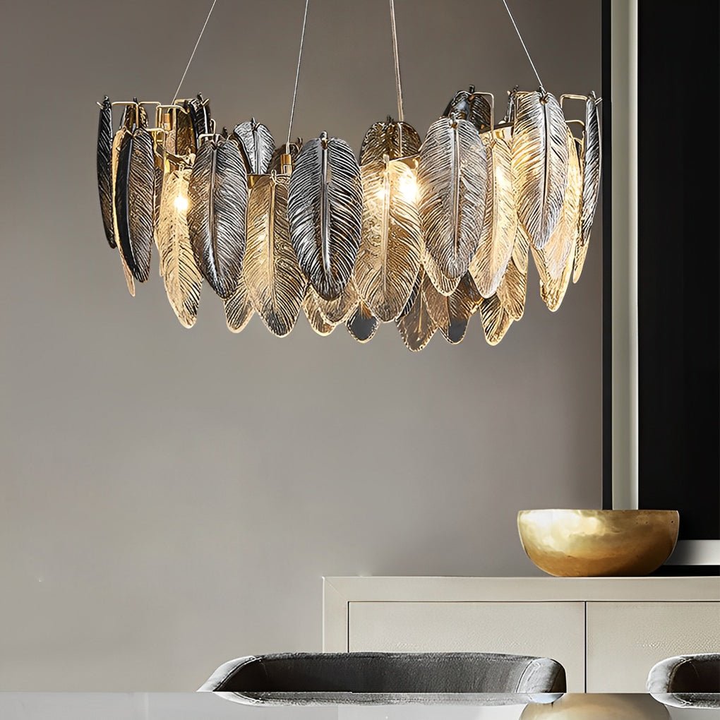 Modern Chandelier with Romantic Creative Feathers and Three-Step Dimming
