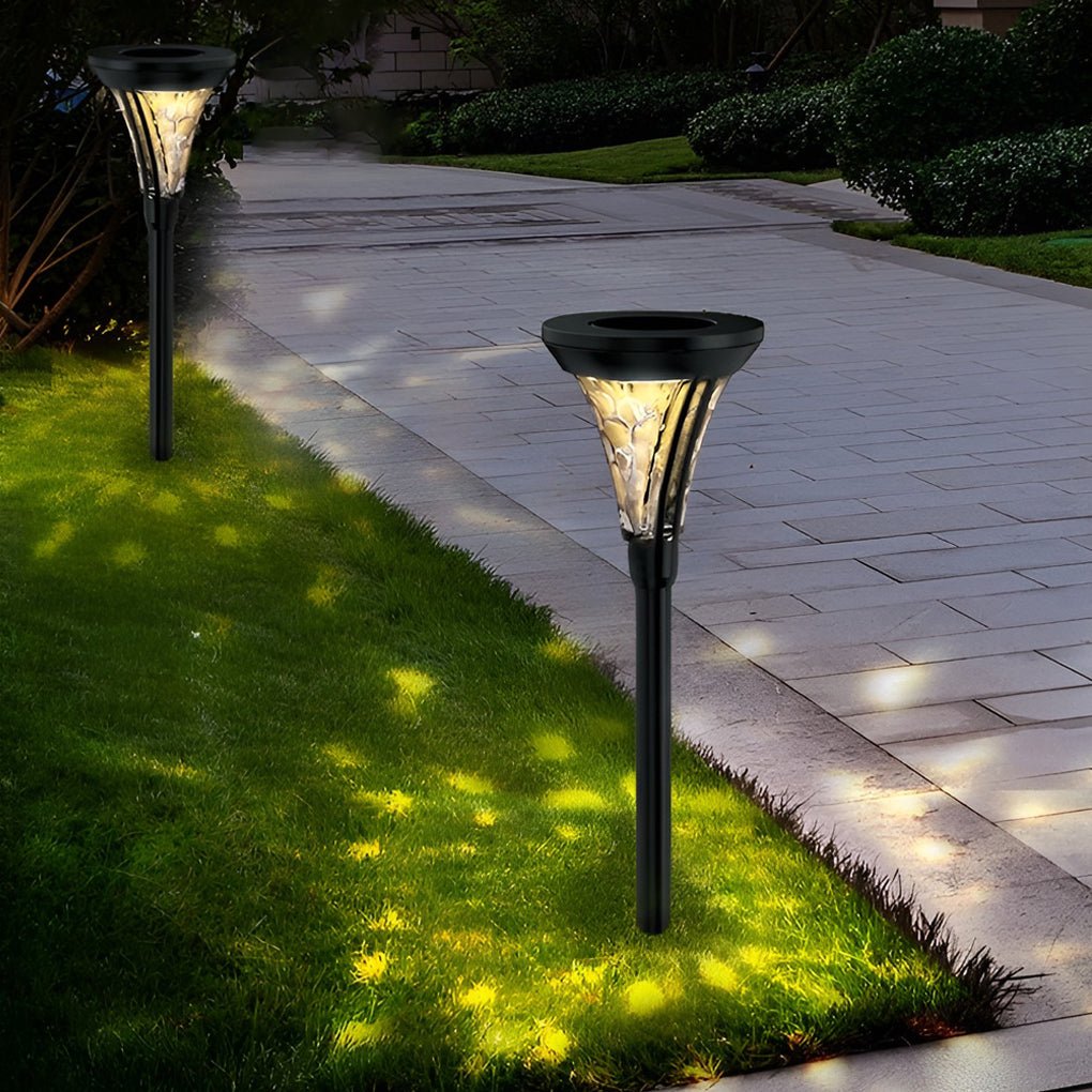 romantic pathway lighting outdoor solar led post lights with water glass lens