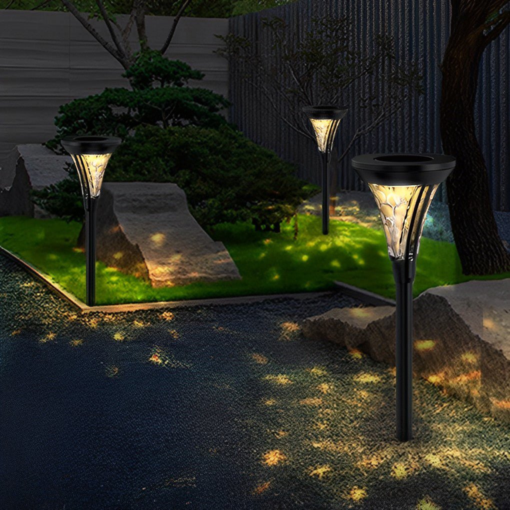 romantic pathway lighting outdoor solar led post lights with water glass lens