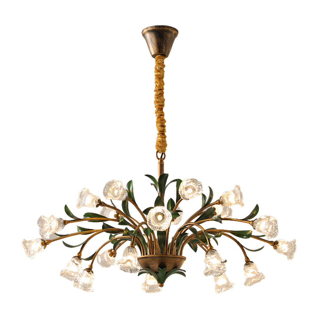 Vintage Floral Branch Chandelier — Iron and Glass, G4 3-Step Dimming, 12 to 35-Head