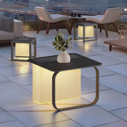 Solar Outdoor Floor Lamp with Table or Chair — Stainless Steel, 12W LED 3000K, IP65, Remote Control