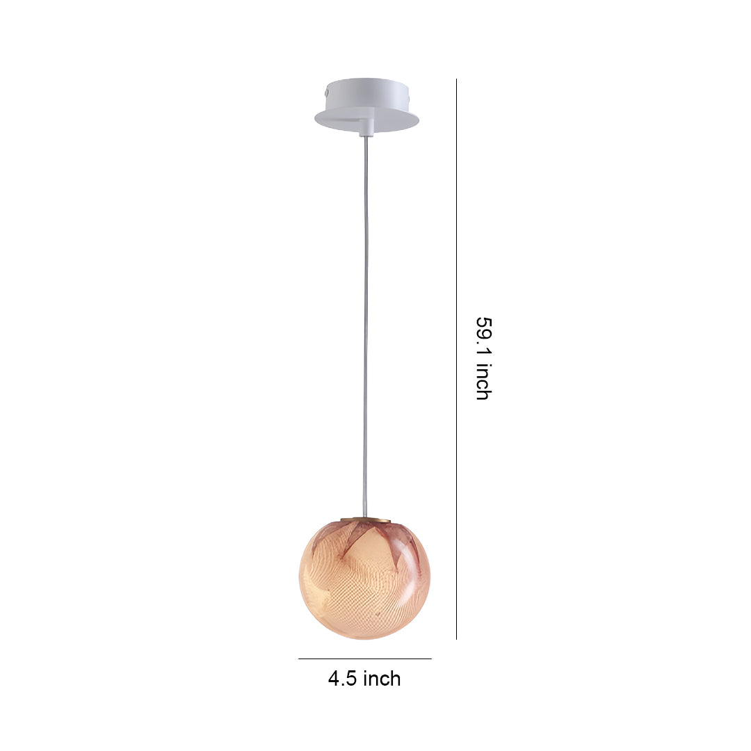Glass Globe Mini Pendant — Purple Metal, G9, 3.5W, 4.5" Adjustable Cord, IP20
