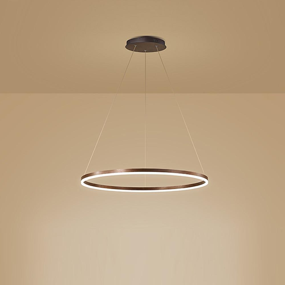 Modern Black LED Ring Chandelier — Aluminum, Acrylic Diffuser, Three-Color Dimmable, 16"/24"/31"