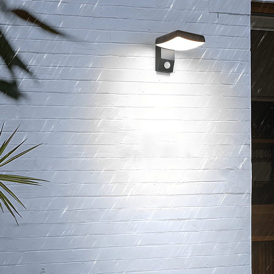 rotatable black outdoor wall light with motion sensor