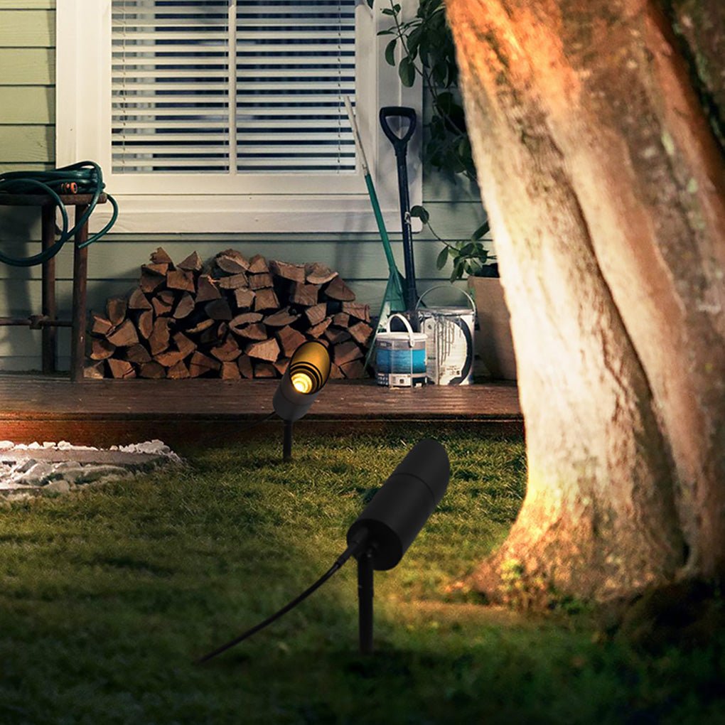 Adjustable LED Landscape Spotlight — Die-Cast Aluminum & Glass, Matte Black, IP54 Weatherproof, Rotatable Head