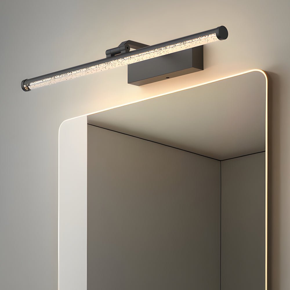 Modern Rotatable Vanity Light Bar — Seeded Acrylic, Iron & Aluminum, LED, Three-Step Dimming, 3000K/4500K/6000K