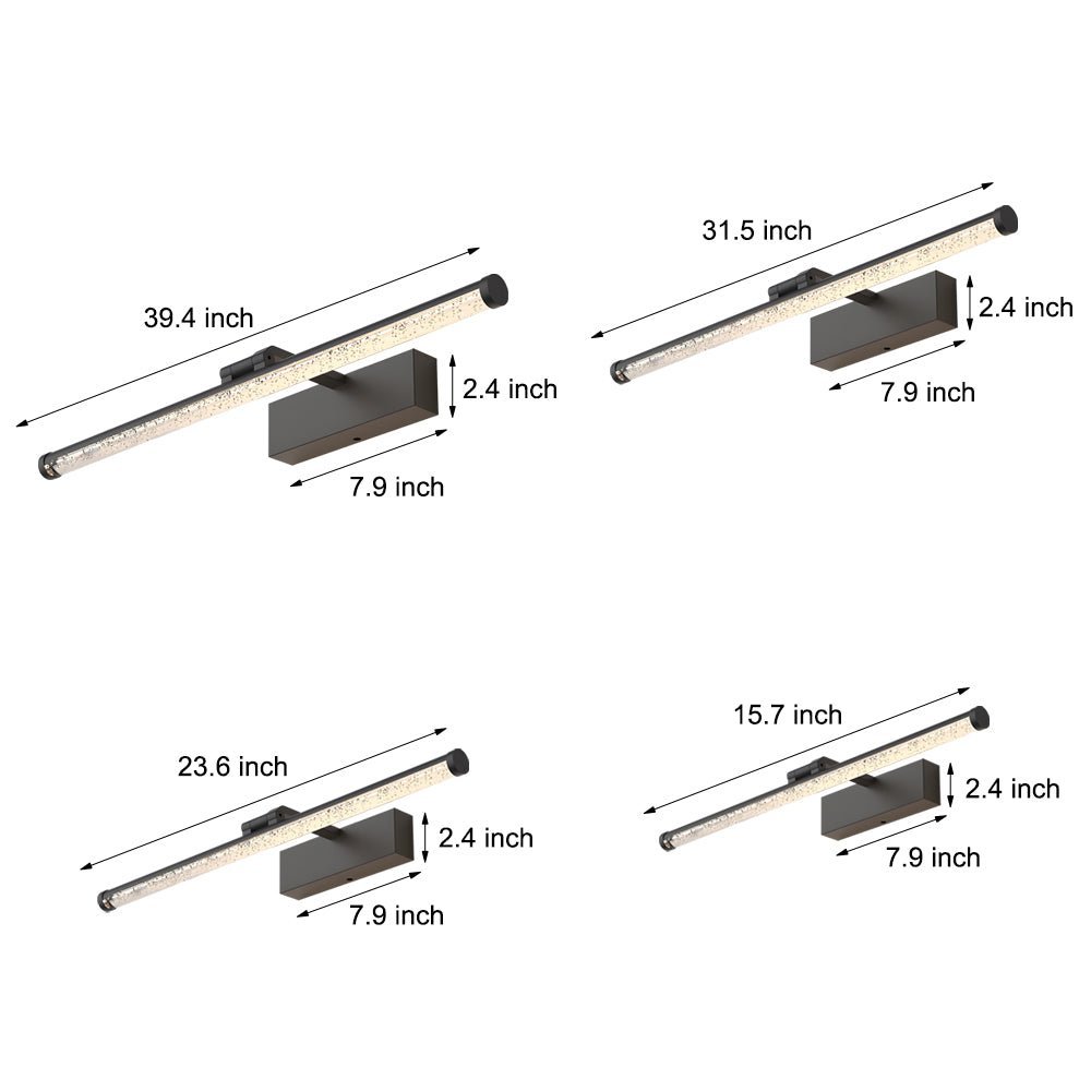 Modern Rotatable Vanity Light Bar — Seeded Acrylic, Iron & Aluminum, LED, Three-Step Dimming, 3000K/4500K/6000K