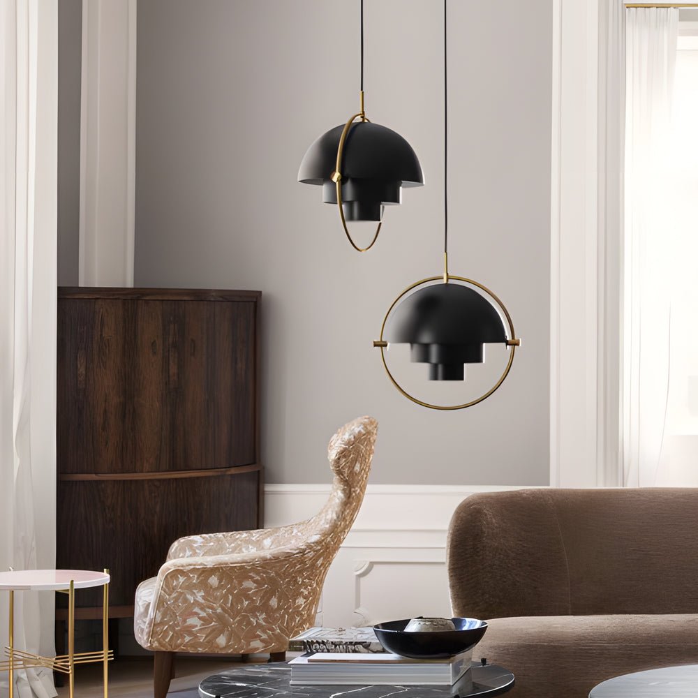 Rotating-Shade Pendant — Electroplated Iron, E27, 4000K, 11"–15", Postmodern Minimalist