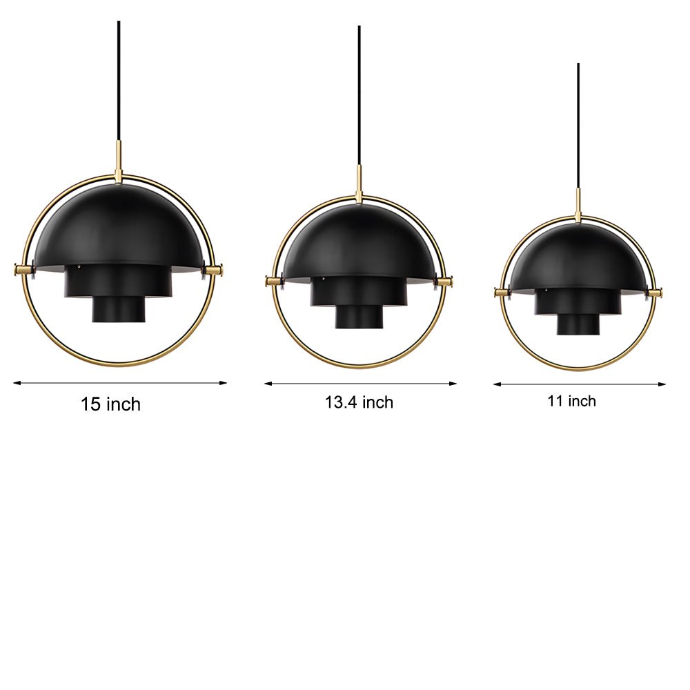 Rotating-Shade Pendant — Electroplated Iron, E27, 4000K, 11"–15", Postmodern Minimalist