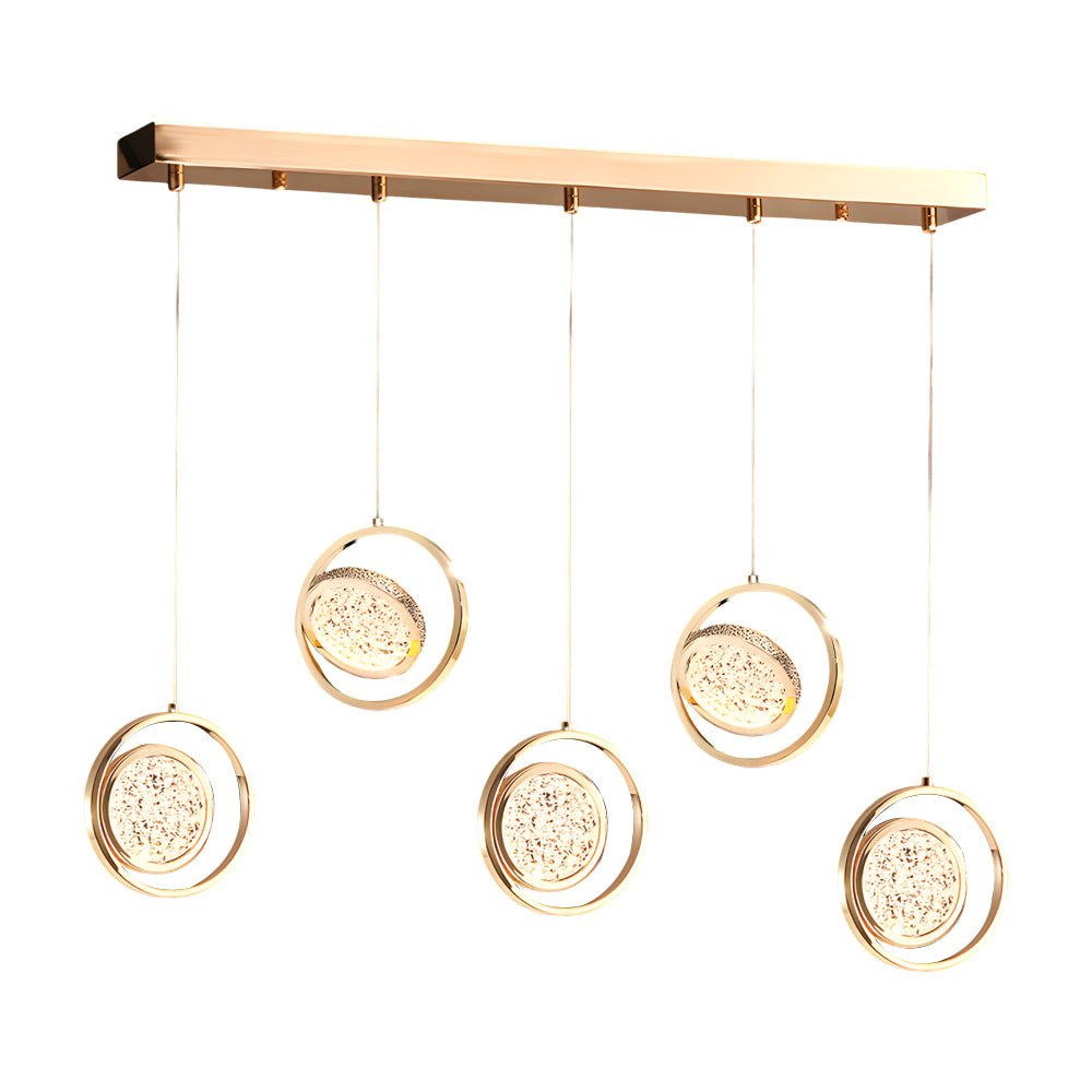 Modern Round Acrylic Multi-Light Pendant — Electroplated Hardware, 270° Rotating Shade, 3-Step Dimming, 1-Light or 5-Light