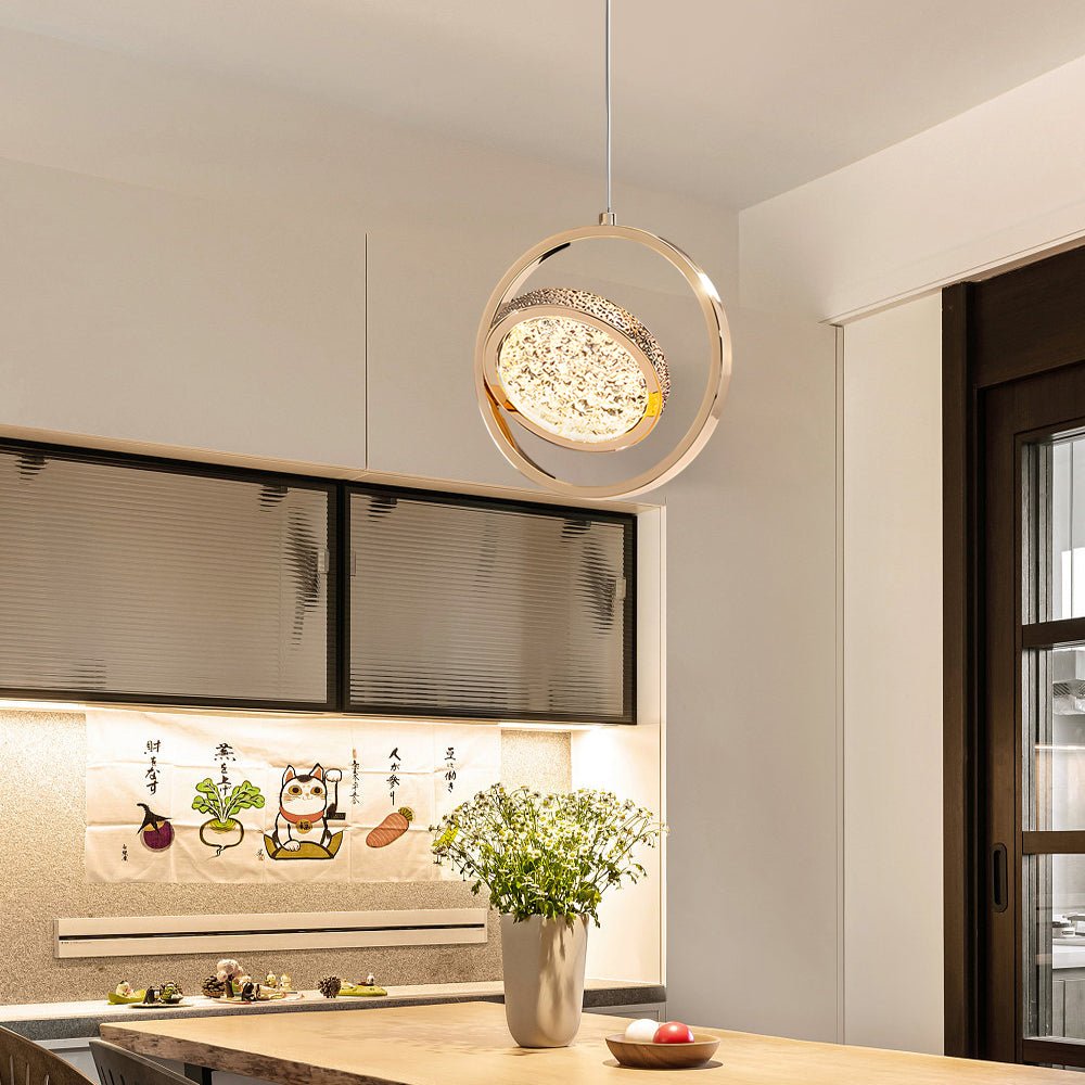 Modern Round Acrylic Multi-Light Pendant — Electroplated Hardware, 270° Rotating Shade, 3-Step Dimming, 1-Light or 5-Light