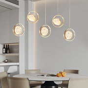 Modern Round Acrylic Multi-Light Pendant — Electroplated Hardware, 270° Rotating Shade, 3-Step Dimming, 1-Light or 5-Light