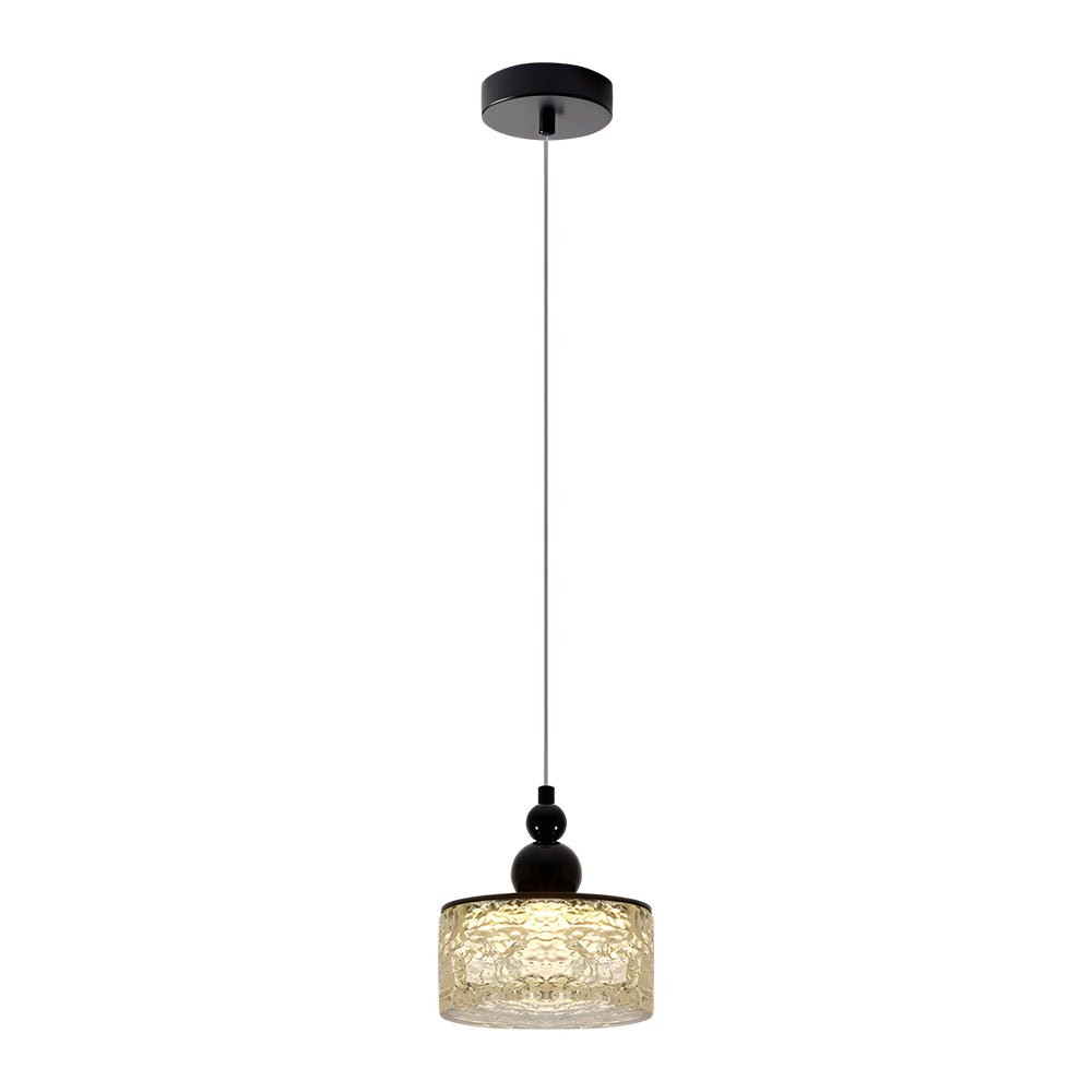 Modern Hanging Light Fixture with Round Acrylic Ice Texture and 3-Step Dimming