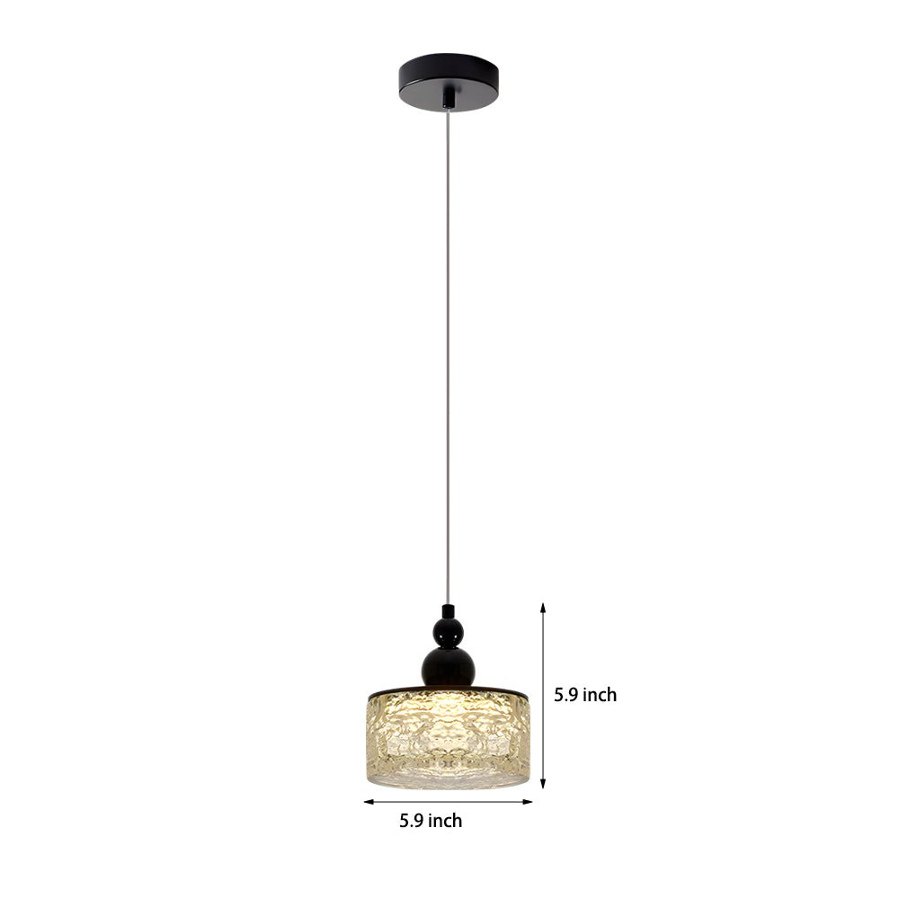 Modern Hanging Light Fixture with Round Acrylic Ice Texture and 3-Step Dimming