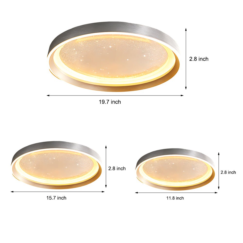 Starry Sky Round LED Flush Mount — Metal & Acrylic, 3-Step Dimming (3000K/4500K/6000K), Hardwired