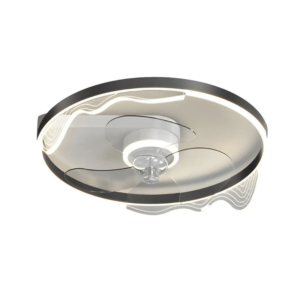 Modern Ceiling Fan with Lights: Round Acrylic Waves Design and Three-Step Dimming LED Luxe