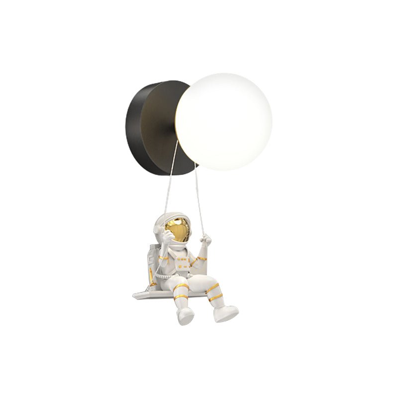 Astronaut Moon Round Ball Wall Sconce — Acrylic & Resin, LED 20W, 3-Step Dimming, Black / White / Gold