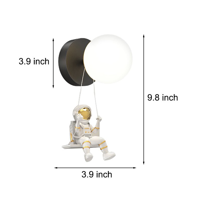 Astronaut Moon Round Ball Wall Sconce — Acrylic & Resin, LED 20W, 3-Step Dimming, Black / White / Gold