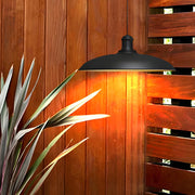 Saucer Outdoor Pendant Light — Black Carbide Steel, LED, Hardwired, 9.6" or 11.4" Dia