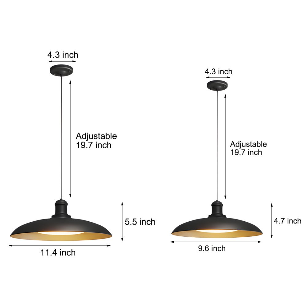 Saucer Outdoor Pendant Light — Black Carbide Steel, LED, Hardwired, 9.6" or 11.4" Dia