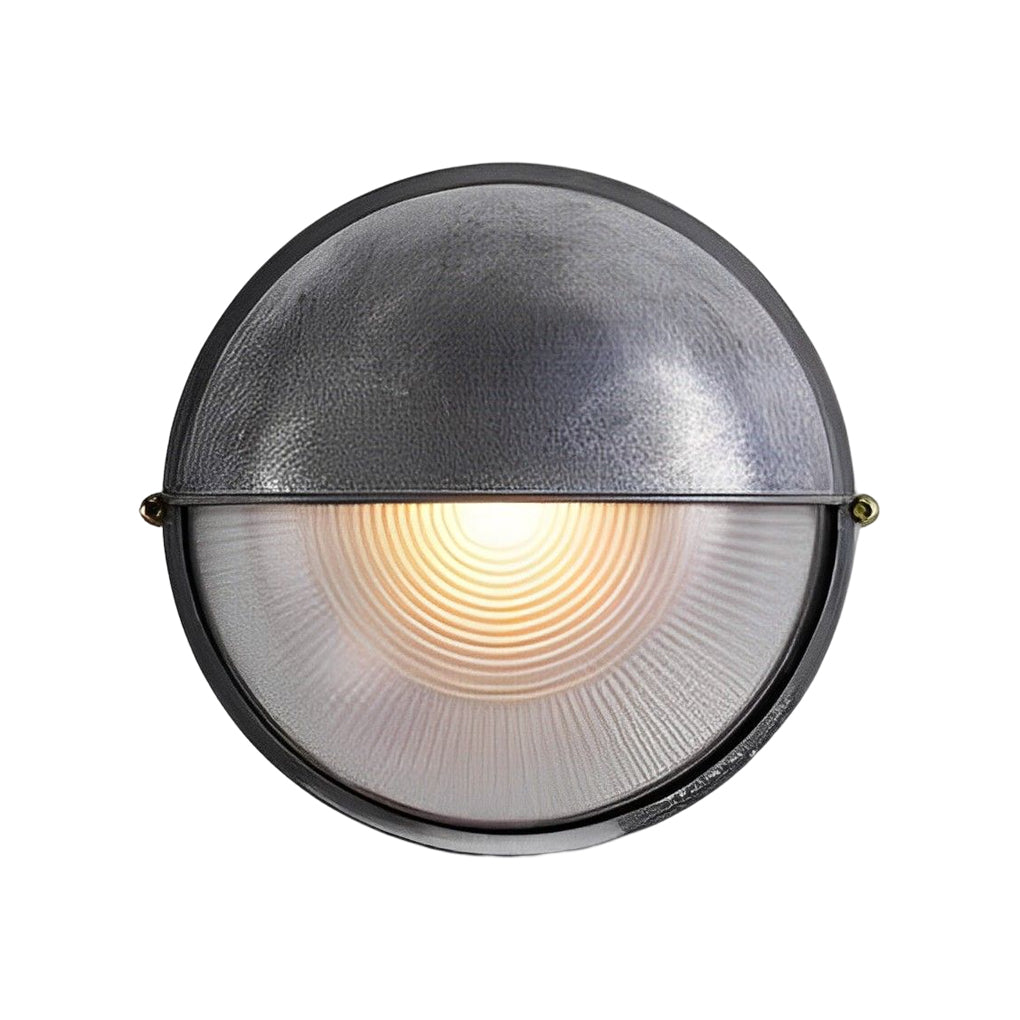 Retro Industrial Oval Bulkhead Outdoor Wall Sconce — Die-Cast Aluminum and Glass, IP65, 1-Light, Cement Gray or Gold