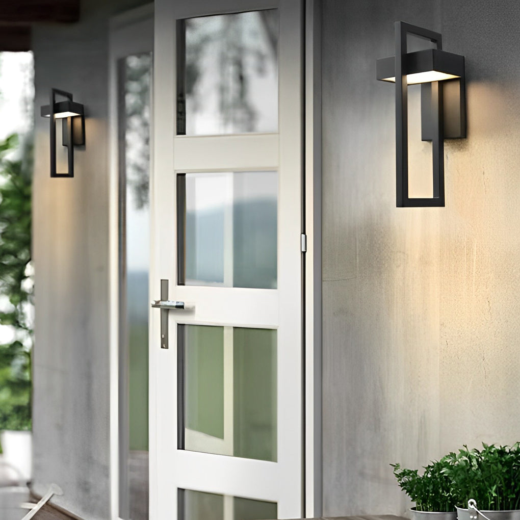 Rectangular Modern Outdoor Wall Sconce — Black Stainless Steel, Acrylic, LED, 840lm, IP65 Weatherproof