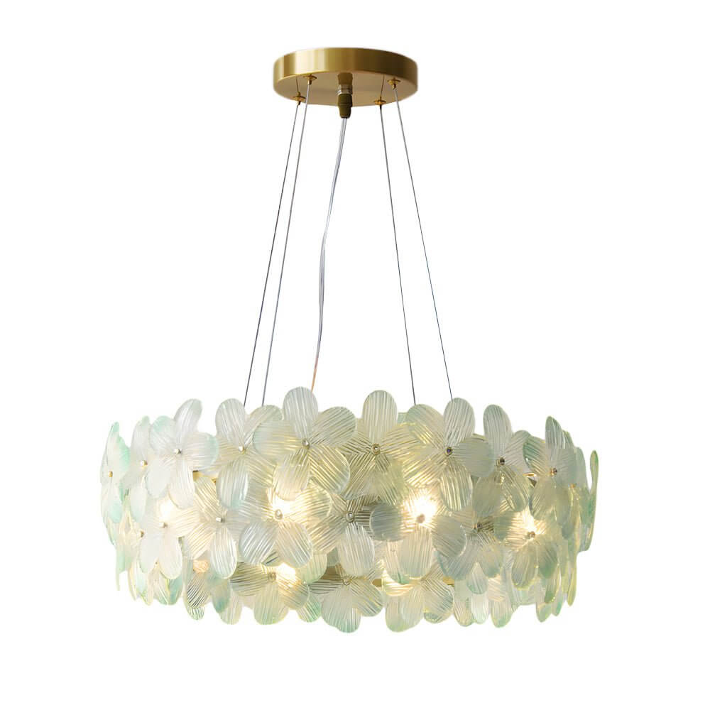 round chandelier with french glass flower design