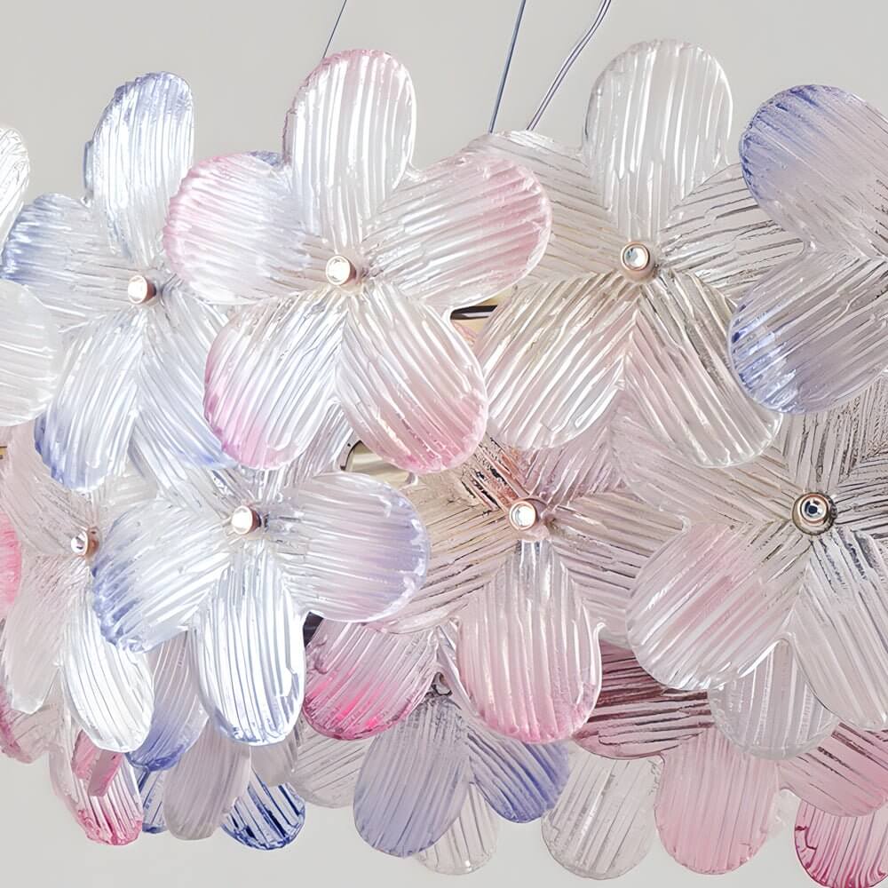 round chandelier with french glass flower design
