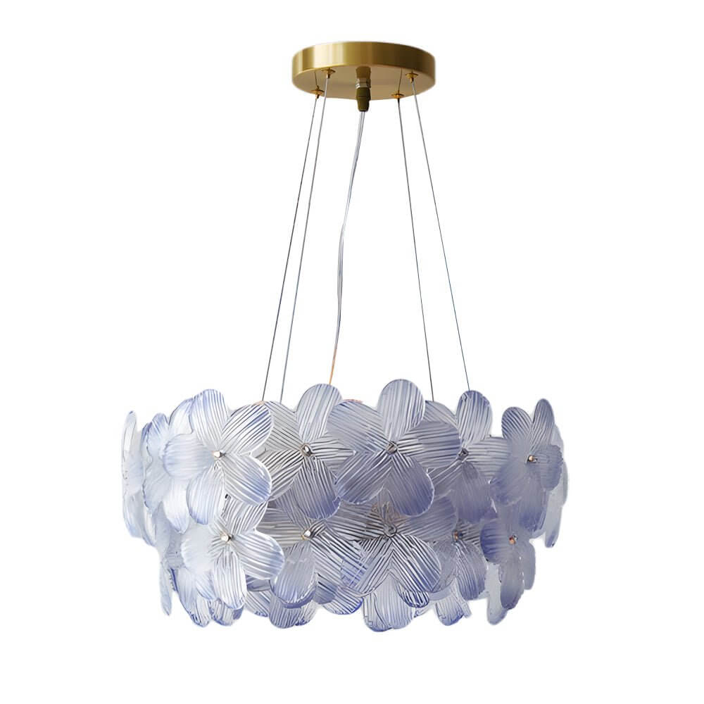 round chandelier with french glass flower design