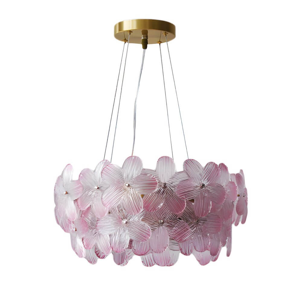 round chandelier with french glass flower design