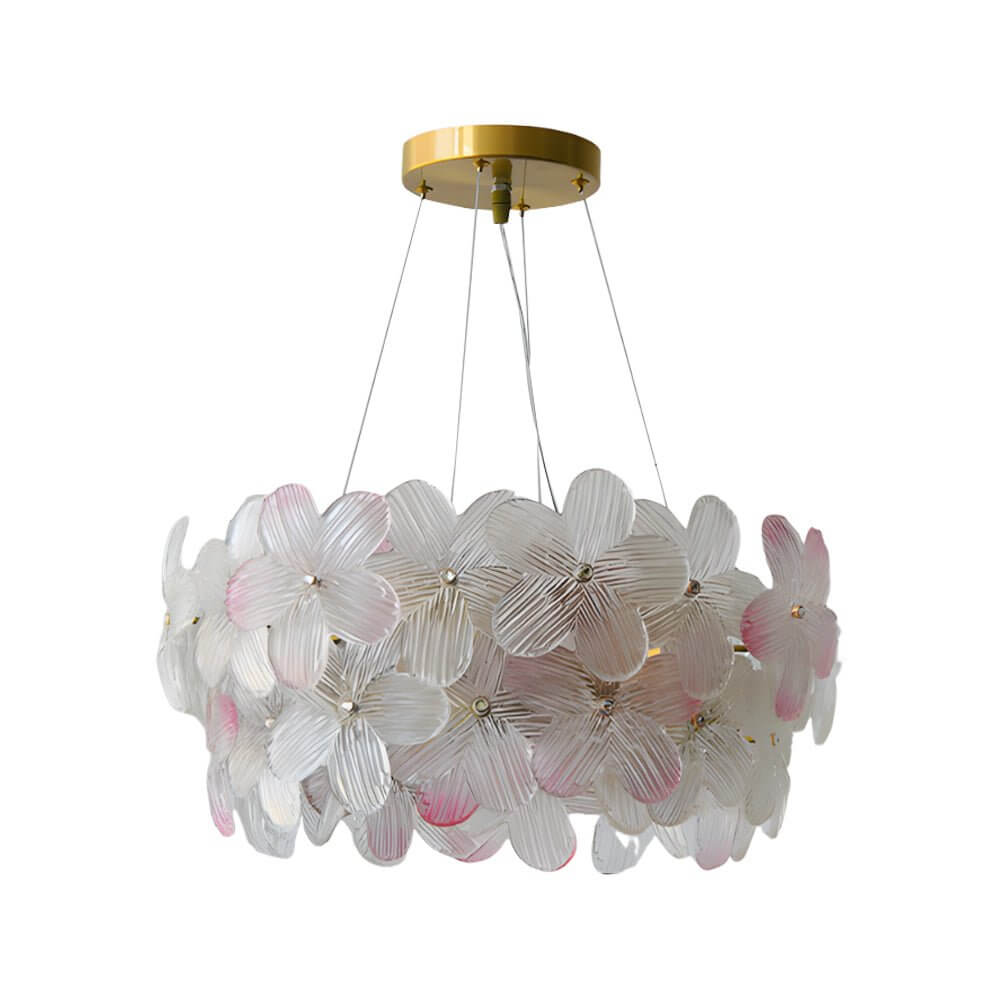 round chandelier with french glass flower design