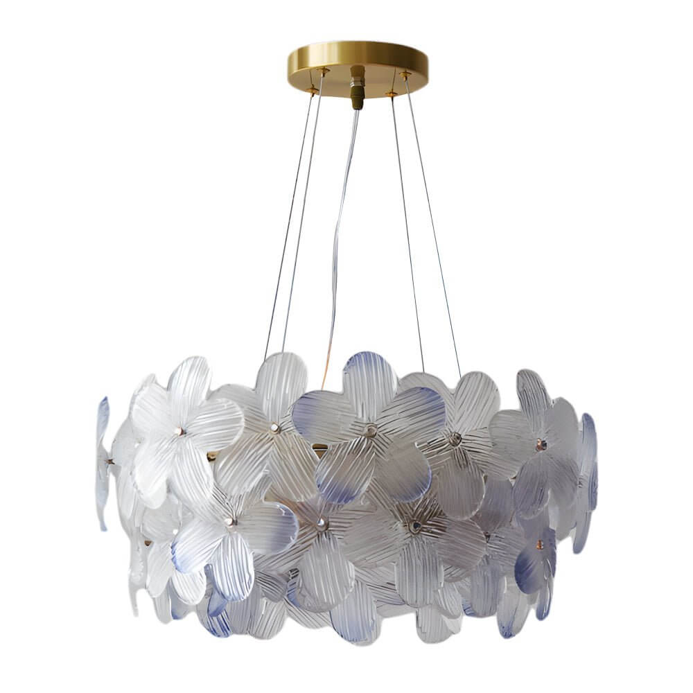 round chandelier with french glass flower design