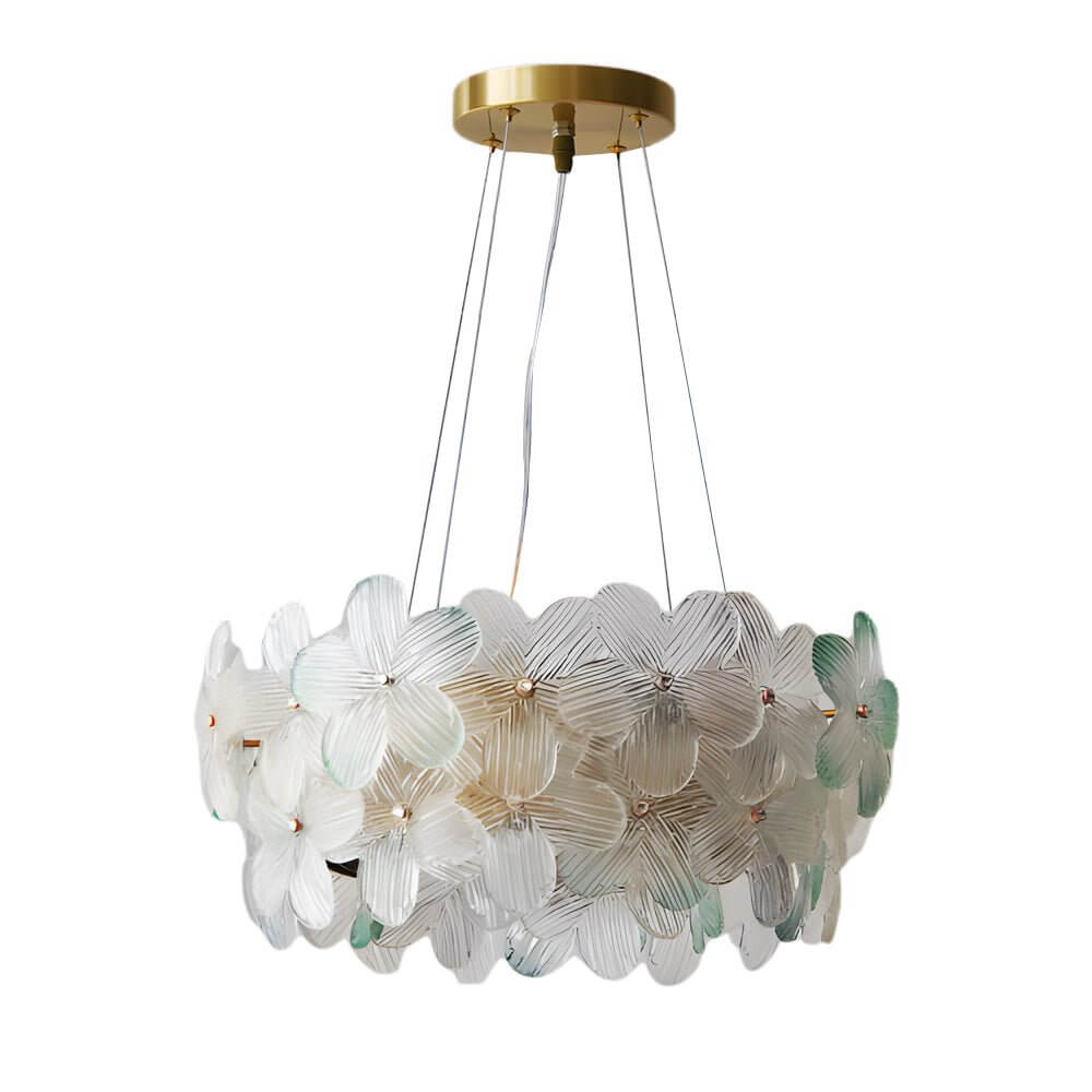 round chandelier with french glass flower design