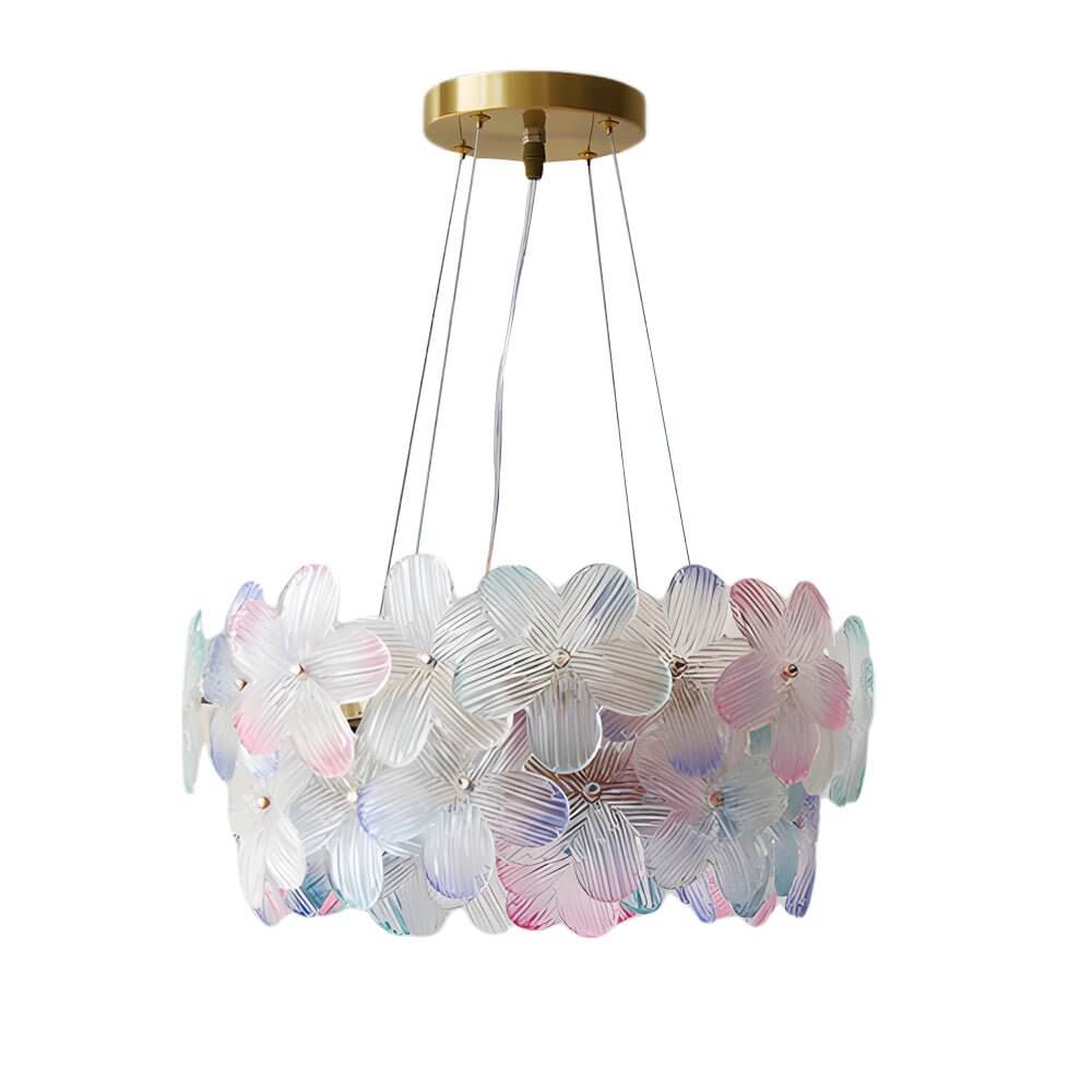 round chandelier with french glass flower design