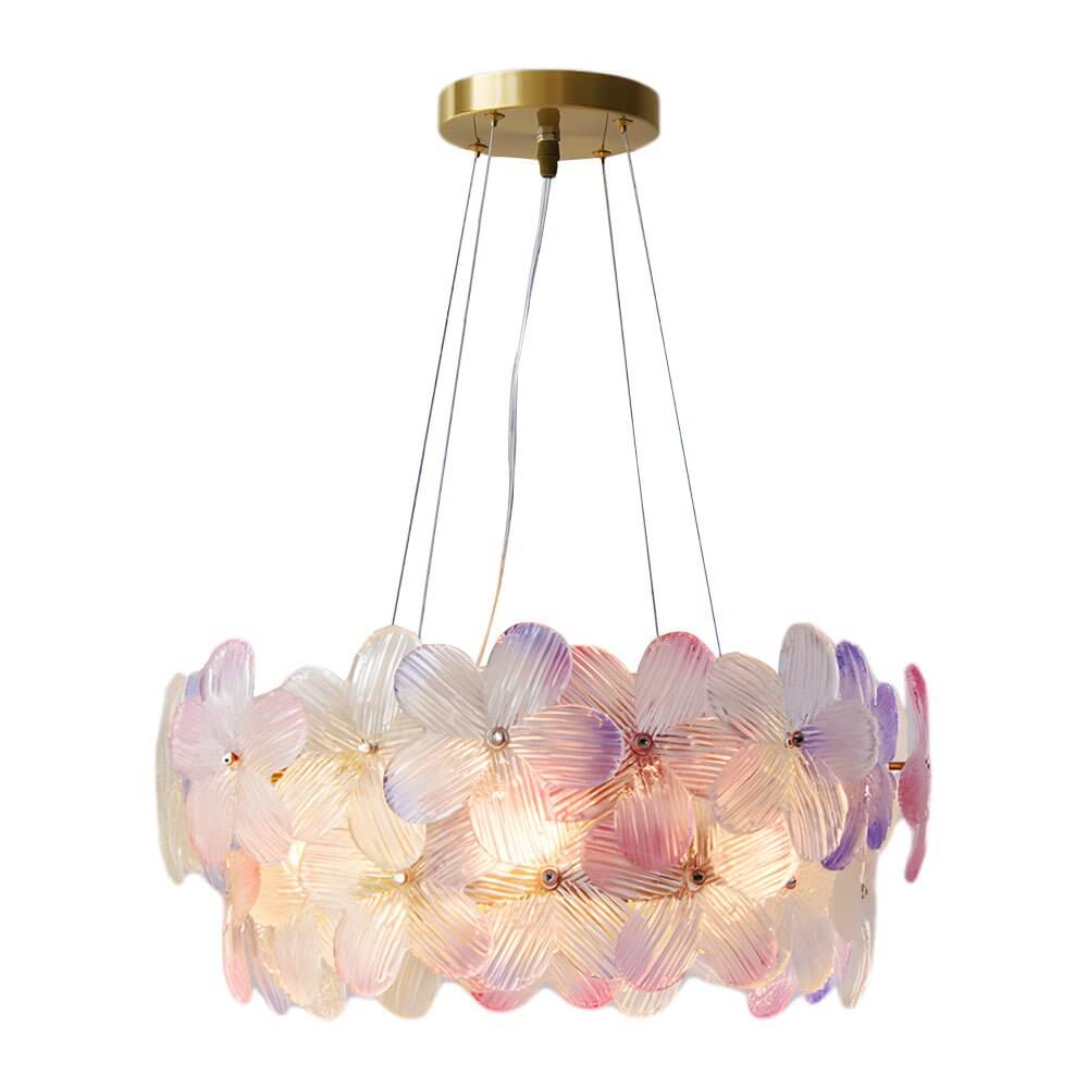 round chandelier with french glass flower design