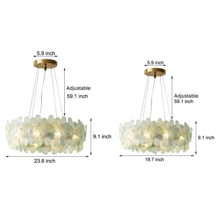 round chandelier with french glass flower design