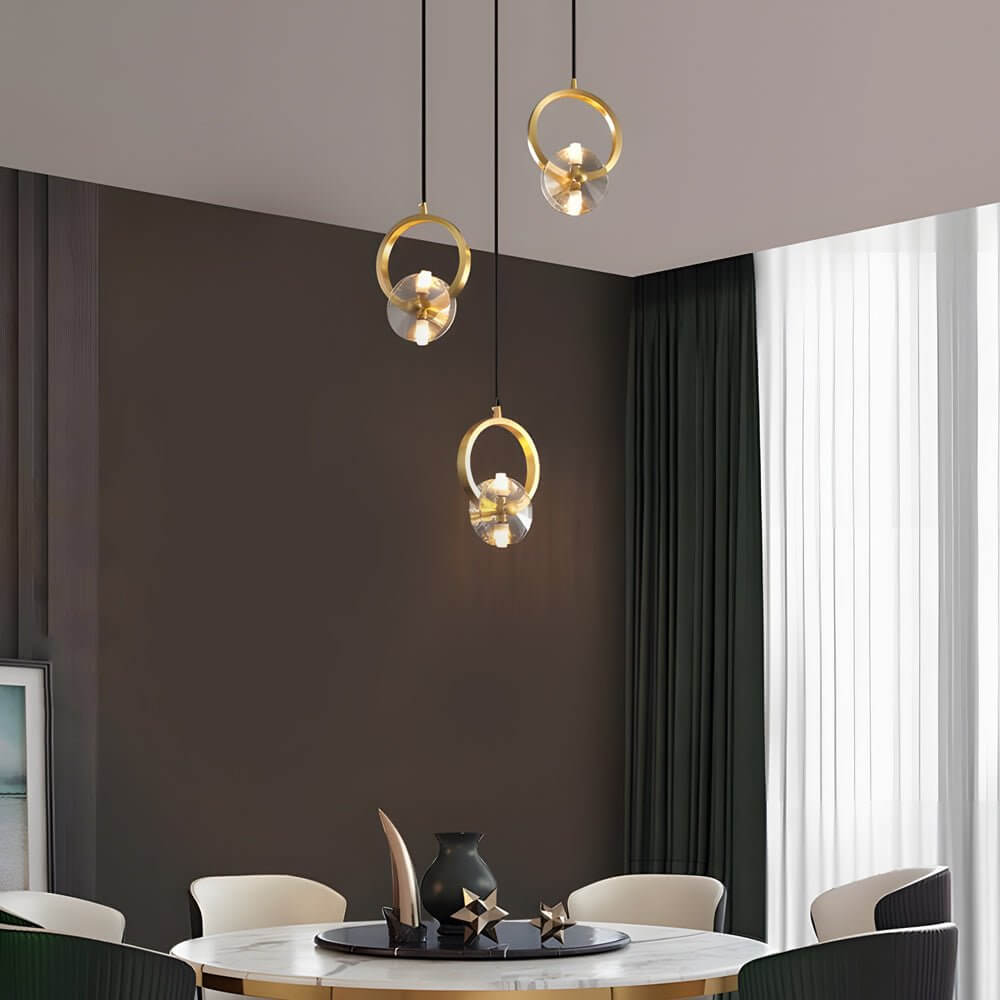 round copper crystal led pendant light with 13 lighting