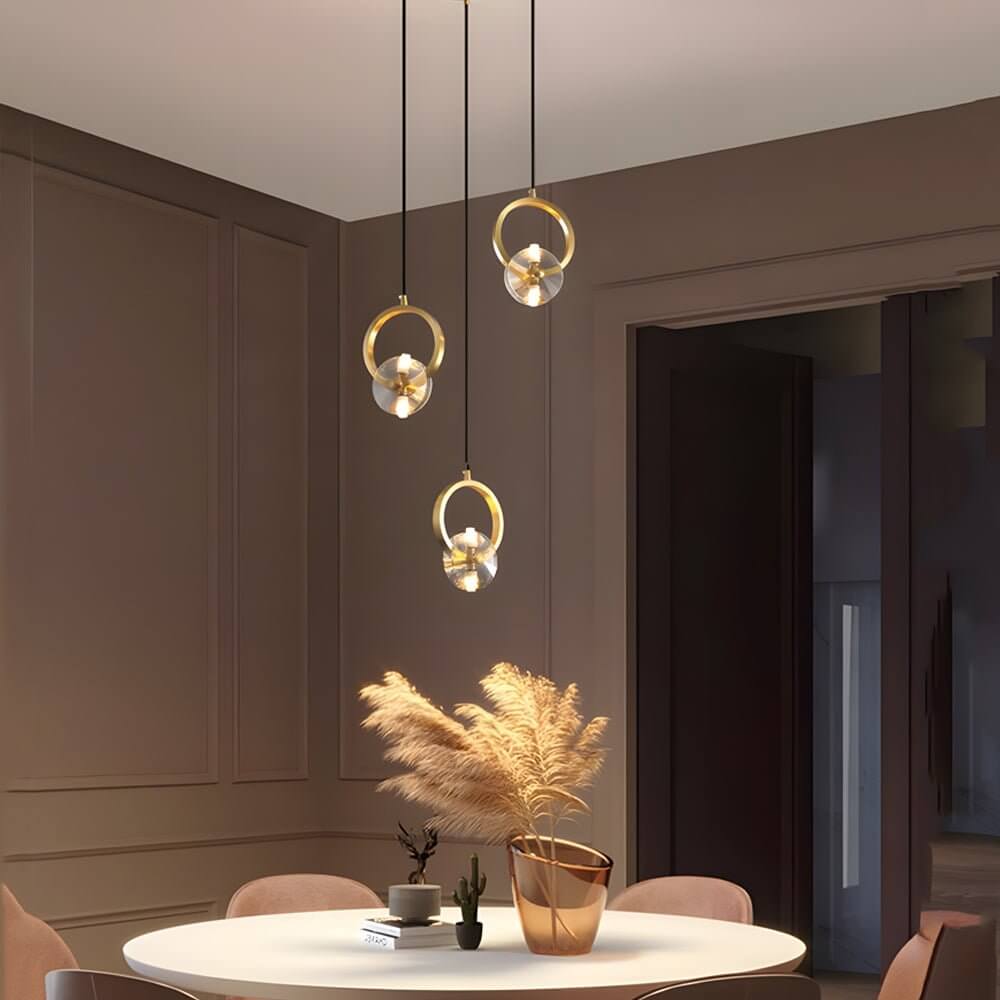 round copper crystal led pendant light with 13 lighting