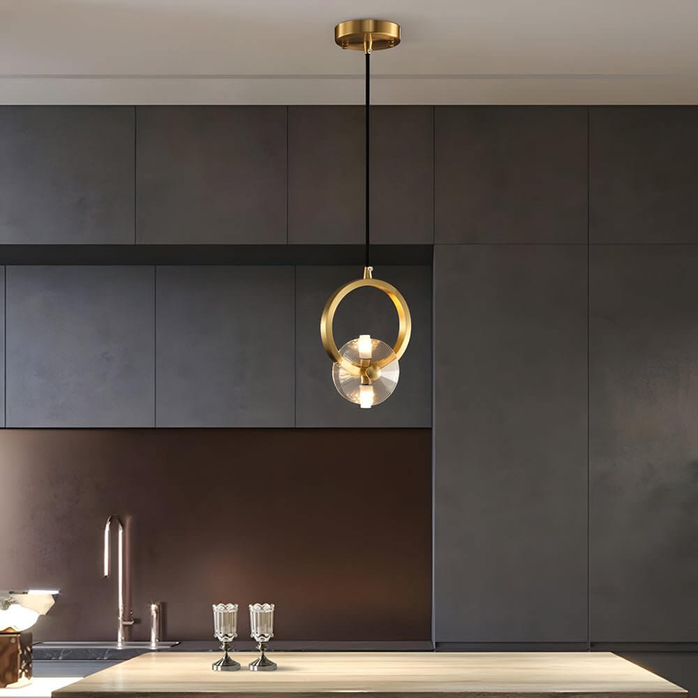 round copper crystal led pendant light with 13 lighting