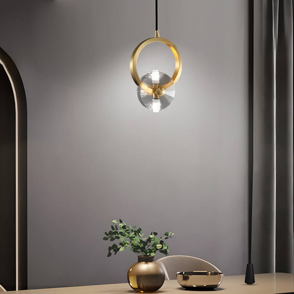 round copper crystal led pendant light with 13 lighting