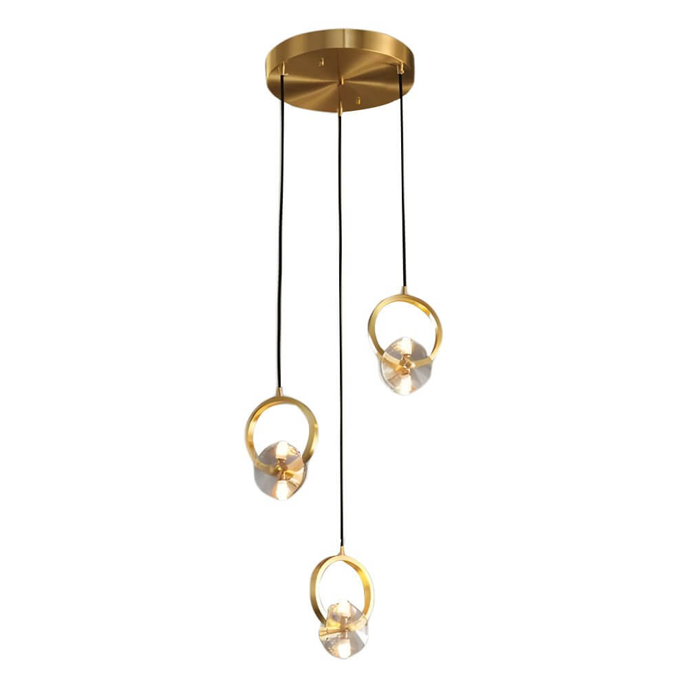 round copper crystal led pendant light with 13 lighting
